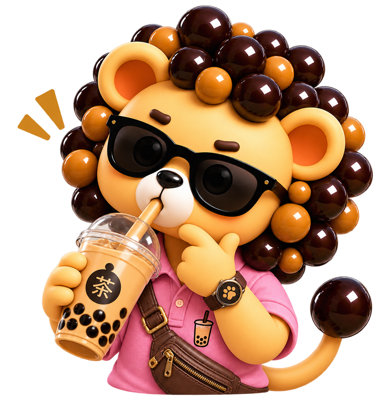 Maestro the Boba Lion™ enjoying bubble tea